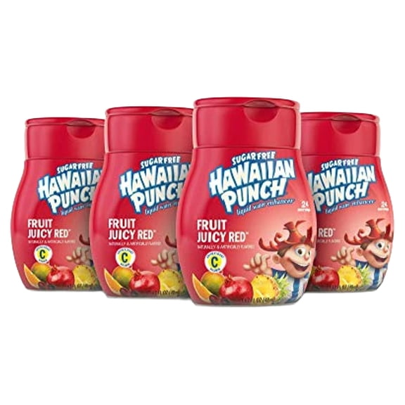 Hawaiian Punch, Fruit Juicy Red, Liquid Water Enhancer New, Better Taste! (4 Bottles, Makes 96 Flavored Water Drinks) Sugar Free, Zero Calorie