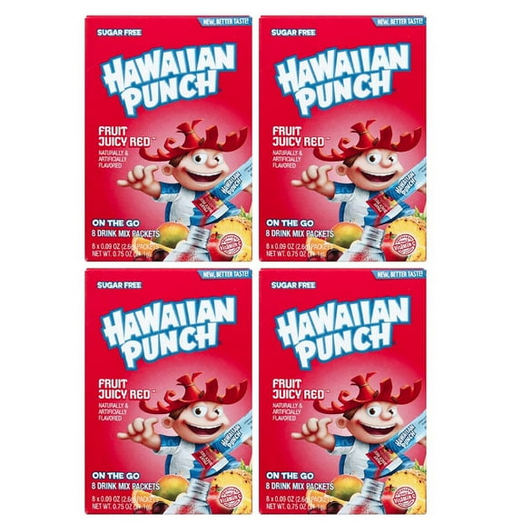 Hawaiian Punch Fruit Juicy Red on the Go New Better Taste 8 Drink Mixes - 4 Pack