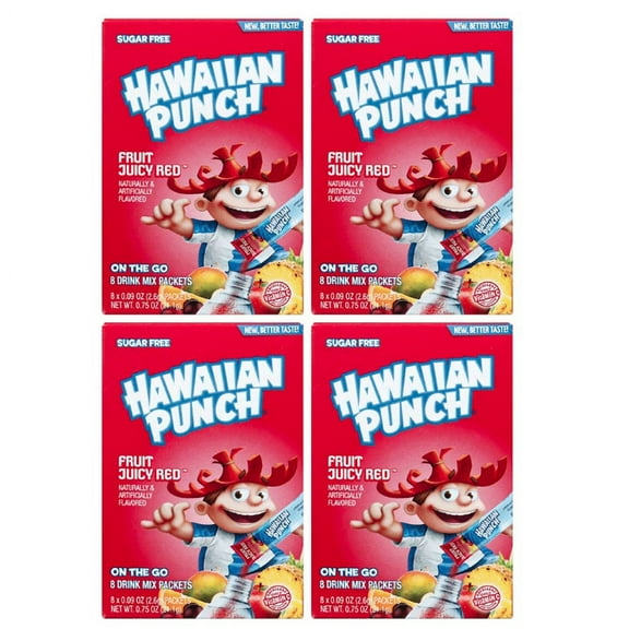 Hawaiian Punch Fruit Juicy Red on the Go New Better Taste 8 Drink Mixes - 4 Pack