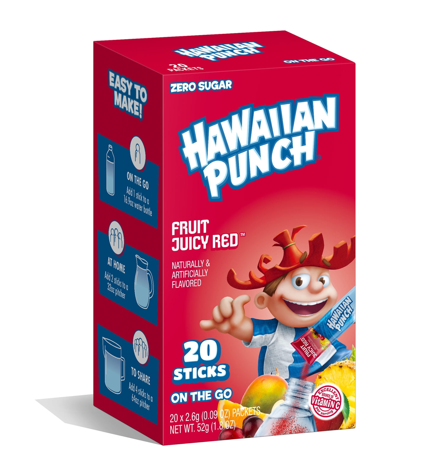 Hawaiian Punch Fruit Juicy Red, Tropical Water Flavoring, On