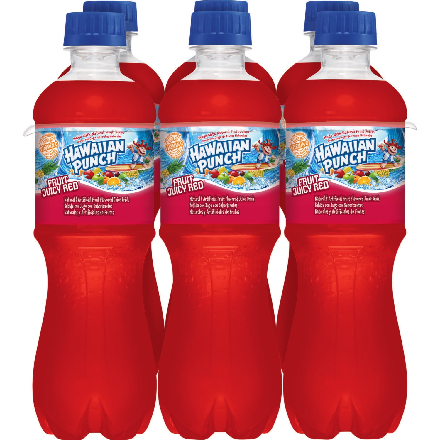Hawaiian Punch Gluten-Free Fruit Juicy Red Juice Drink, 0.5 L, 6 Count