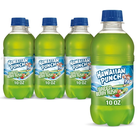 Hawaiian Punch Green Berry Rush Juice, 10 fl oz, 6 Count Bottles