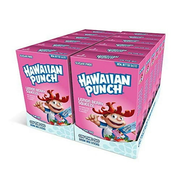 Hawaiian Punch, Lemon Berry Squeeze Powder Drink Mix - (12 boxes, 72 sticks)  Sugar Free & Delicious, Excellent source of Vitamin C, Makes 72 flavored water beverages