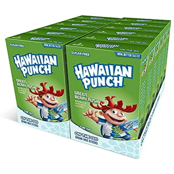 Hawaiian Punch Powder Drink Mix – Sugar Free & Delicious, Excellent Source Of Vitamin C (Green Berry Rush, 96 Sticks)