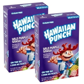 Hawaiian Punch Singles To Go Powder Drink Mix Zero Sugar, Low-Calorie Wild Purple Smash Flavored On The Go Water Enhancer Mix Packets for Lunch Picnics Outdoor Beverages 2 Boxes (16 Servings)