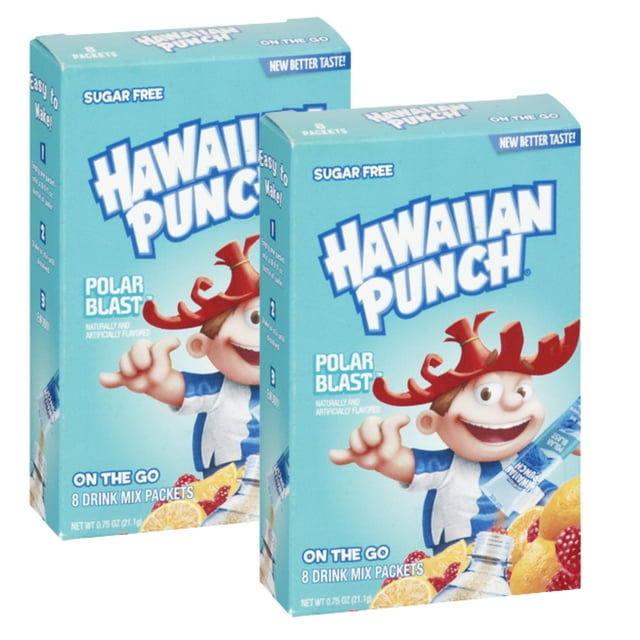 Hawaiian Punch Singles To Go Powder Drink Mix Zero Sugar, LowCalorie Polar Blast Fruity