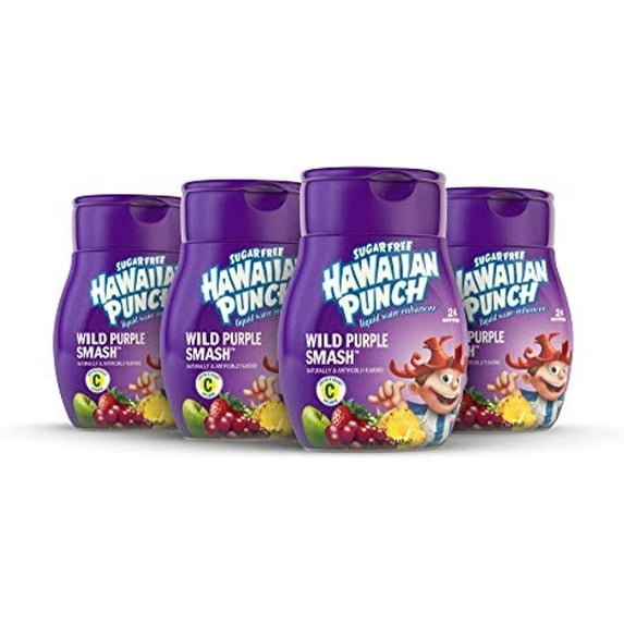 Hawaiian Punch, Wild Purple Smash, Liquid Water Enhancer – New, Better Taste! – High Antioxidant Vitamin C, Sugar Free, Zero Calorie Flavoring Drops (4 Bottles, Makes 96 Flavored Water Drinks)
