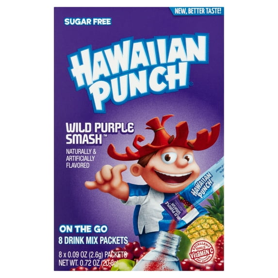 Hawaiian Punch Wild Purple Smash On The Go Drink Mix Packets, 0.09 oz, 8 count