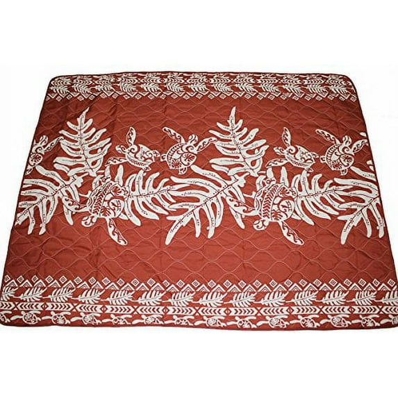 Hawaiian Quilt Floor Mat, Picnic Mat, Utility Mat, Color Blue, Red and Green (Red)