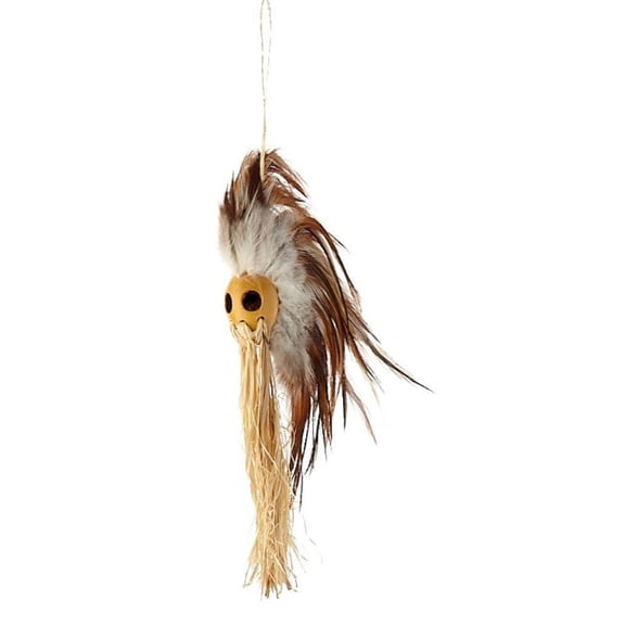 Hawaiian Raffia Ikaika Makaki'i Warrior Makini Hanging Helmet from Maui Hawaii