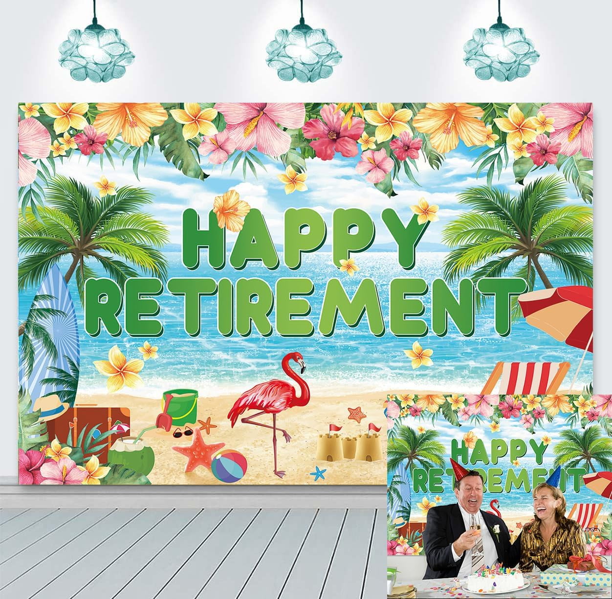 Hawaiian Retirement Backdrop Summer Tropical Beach Flamingo Photography ...