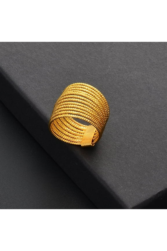 Hawaiian Ring for Women Girs 14k Yellow Gold African Arab Finger Rings Guam Marshall Island Wedding Party Jewelry