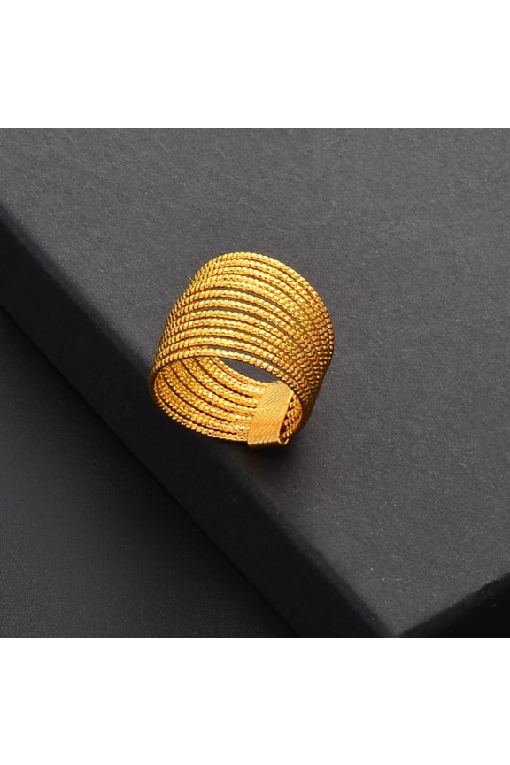 Hawaiian Ring for Women Girs 14k Yellow Gold African Arab Finger Rings Guam Marshall Island Wedding Party Jewelry