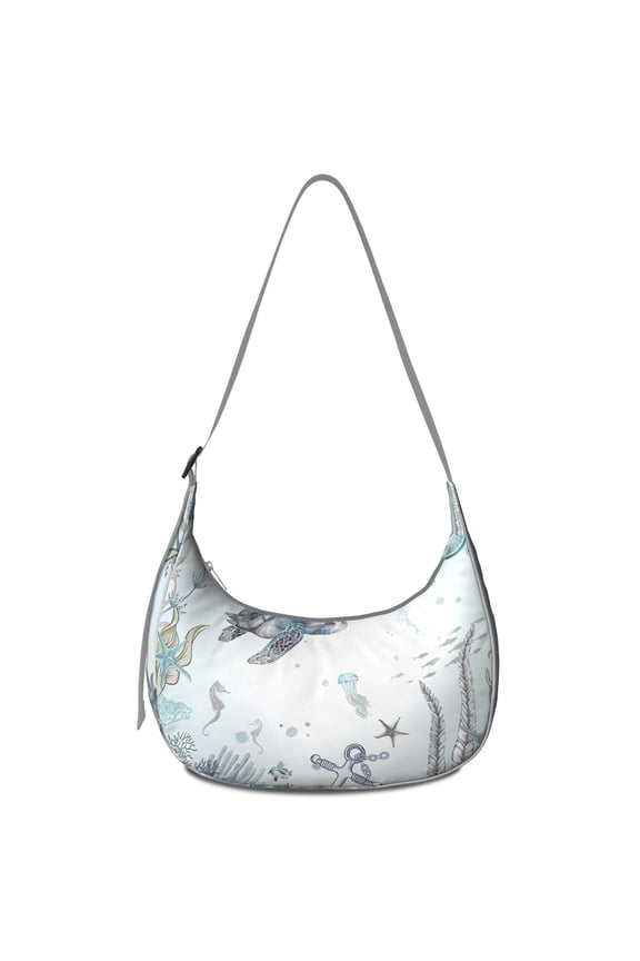 Hawaiian Sea Turtle Crossbody Bag, Tropical Ocean Life Print, Cute Cartoon Turtles Beach Abstract Nautical Coral Reef Pattern Purse