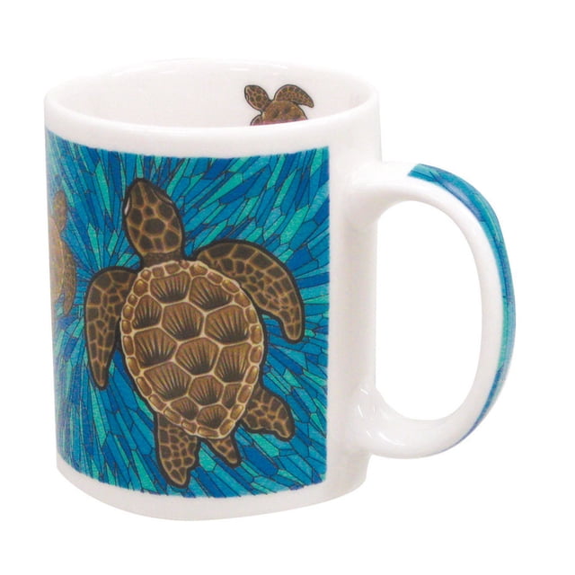 Hawaii Honu Turtle Embossed Coffee Mug - 14 Oz Ceramic Mug, Gift Boxed, Souvenir Design
