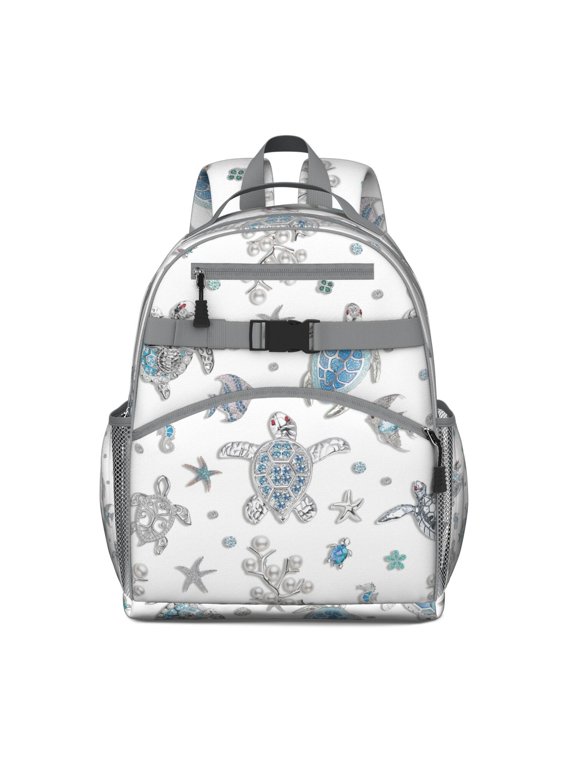 Hawaiian Sea Turtle Students Backpack with Ocean Life and Tropical Marine Animals Print, Nautical Underwater Coral Reef Design, Durable and Lightweight for School and Travel