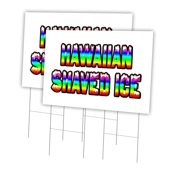Hawaiian Shaved Ice 2 Pack Of 24" x 36" Yard Sign & Stake | Advertise Your Business | Stake Included Image On Front Only | Made in The USA