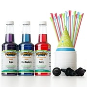 Hawaiian Shaved Ice 3 Flavor Fun Syrup and Accessories Pack