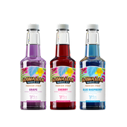 Hawaiian Shaved Ice 3 Syrup Pack - 16oz Plastic Bottles of Cherry, Grape, & Blue Raspberry Flavor