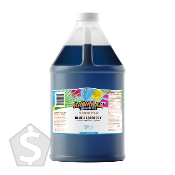 Hawaiian Shaved Ice Blue Raspberry Snow Cone Syrup 1 Gallon - 4/Case