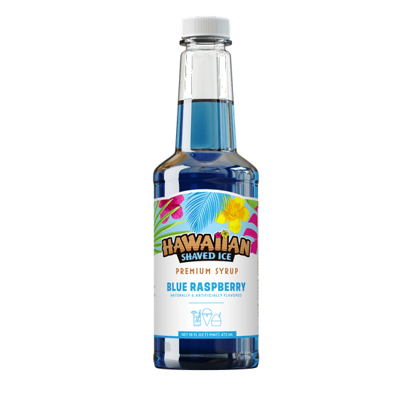 Hawaiian Shaved Ice Dairy-Free, Vegan, Blue Raspberry Flavor, Snow Cone Syrup, 16 fl oz
