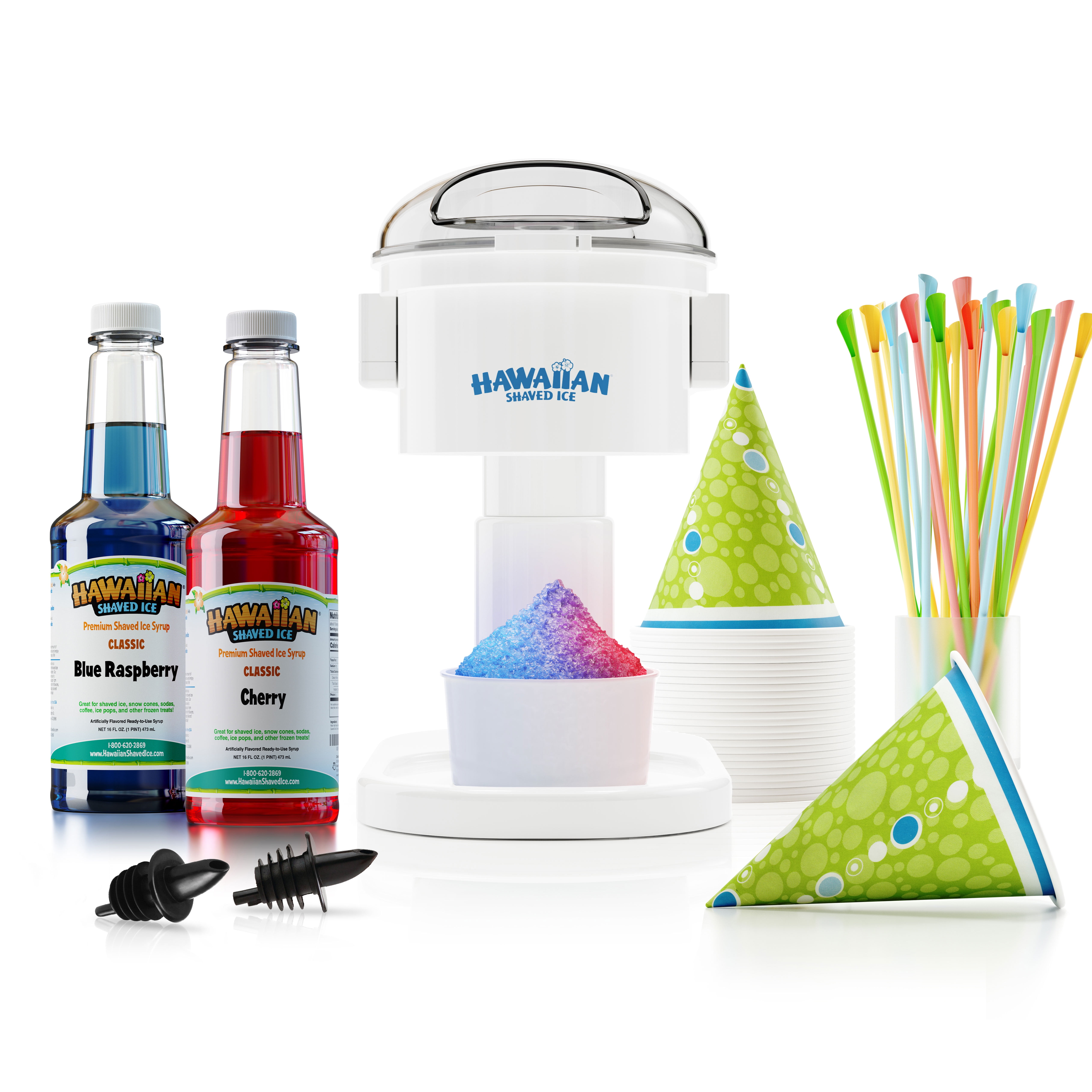 Hawaiian Shaved Ice Kid-Friendly Snow Cone Machine Package with Syrup and  Accessories, Multicolor