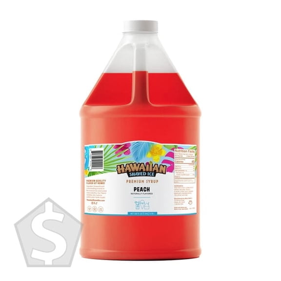 Hawaiian Shaved Ice Peach Snow Cone Syrup 1 Gallon