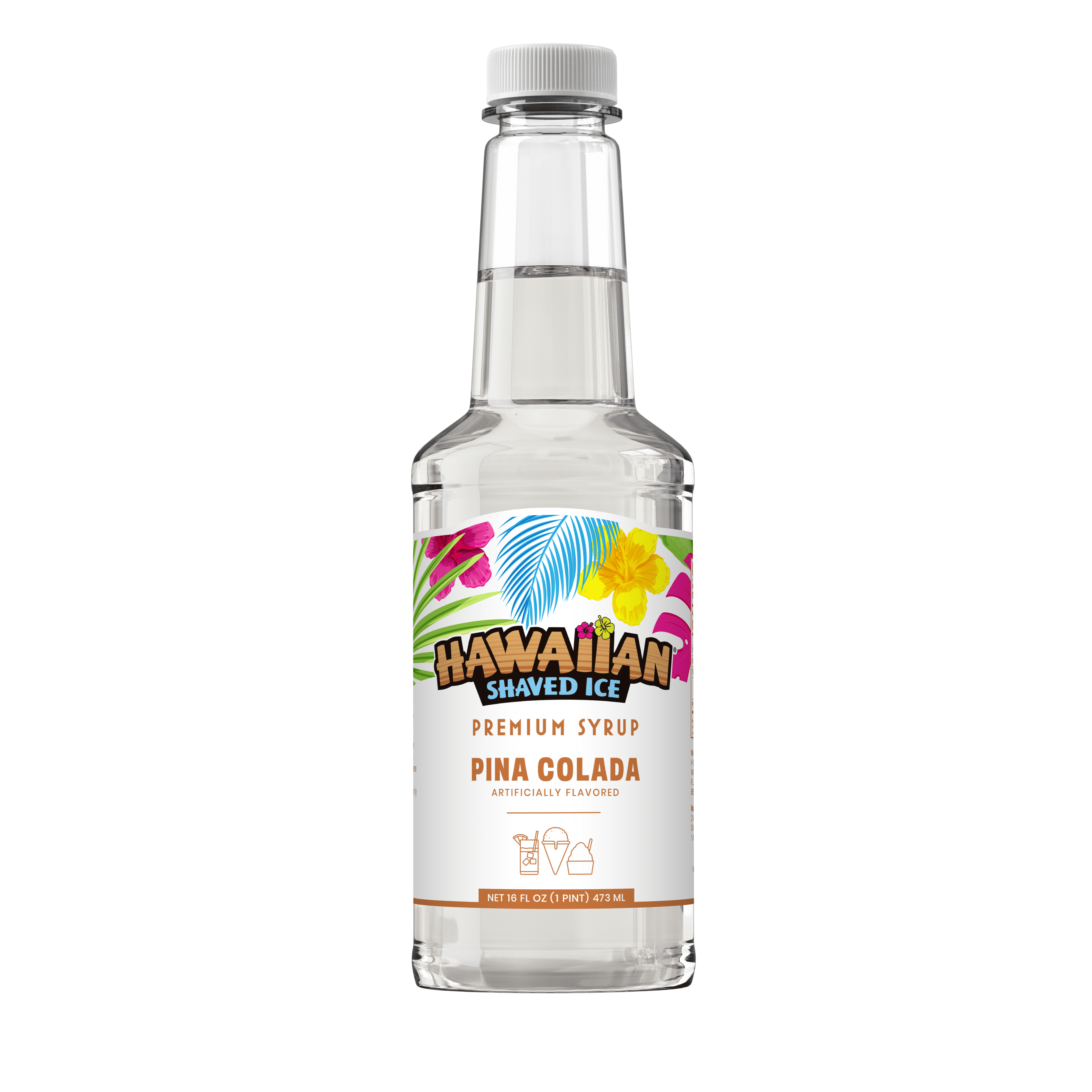 Hawaiian Shaved Ice Pina Colada Flavored, Snow Cone Syrup, 1 Pint