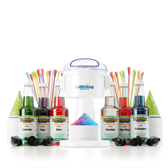 Free Shipping Hawaiian Shaved Ice Snow Cone Machine Kit With 6 Syrups