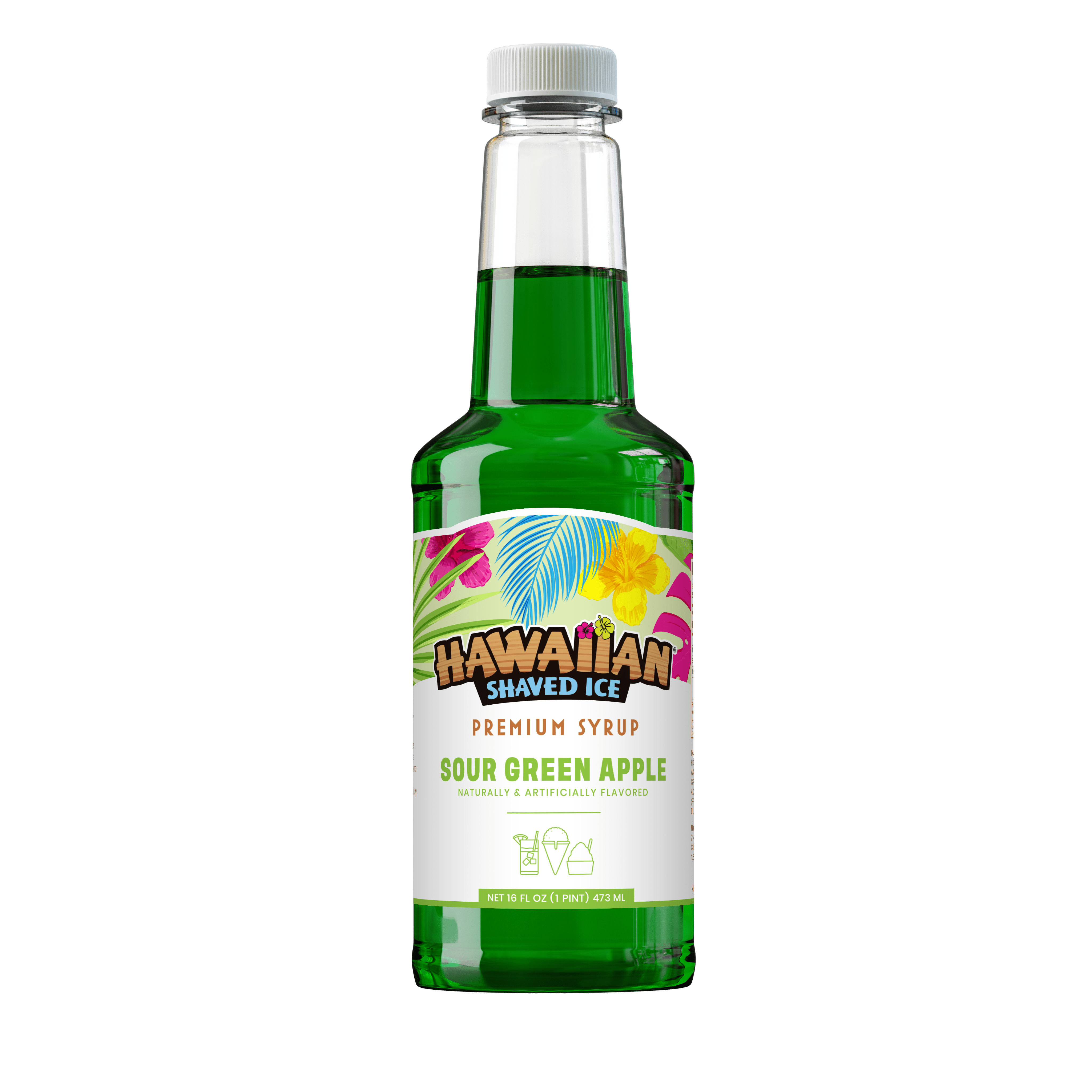 Hawaiian Shaved Ice Premium Sour Green Apple Snow Cone Syrup for ...
