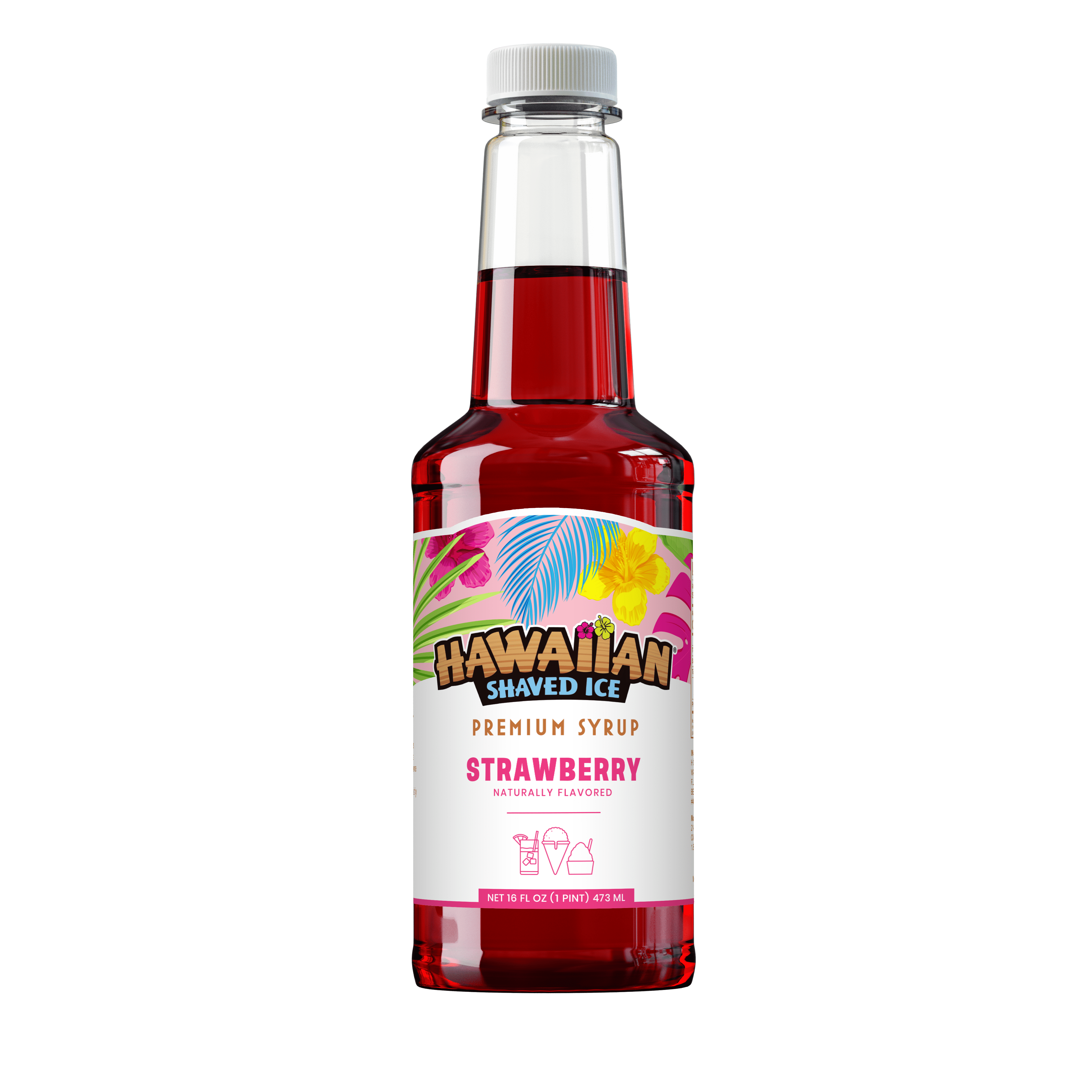 Hawaiian Shaved Ice Strawberry Flavor Snow Cone Syrup, 1 Pint