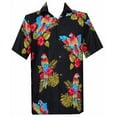 thumbnail image 1 of Hawaiian Shirt 39 Mens Parrot Print Beach Aloha Party Rich Black M, 1 of 4