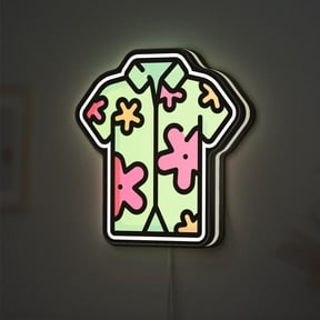 Hawaiian Shirt 3D Novelty Light Box, Fun Tropical Decor for Fashion Lovers and Beach Vibes (Width 8 inch, 20cm)