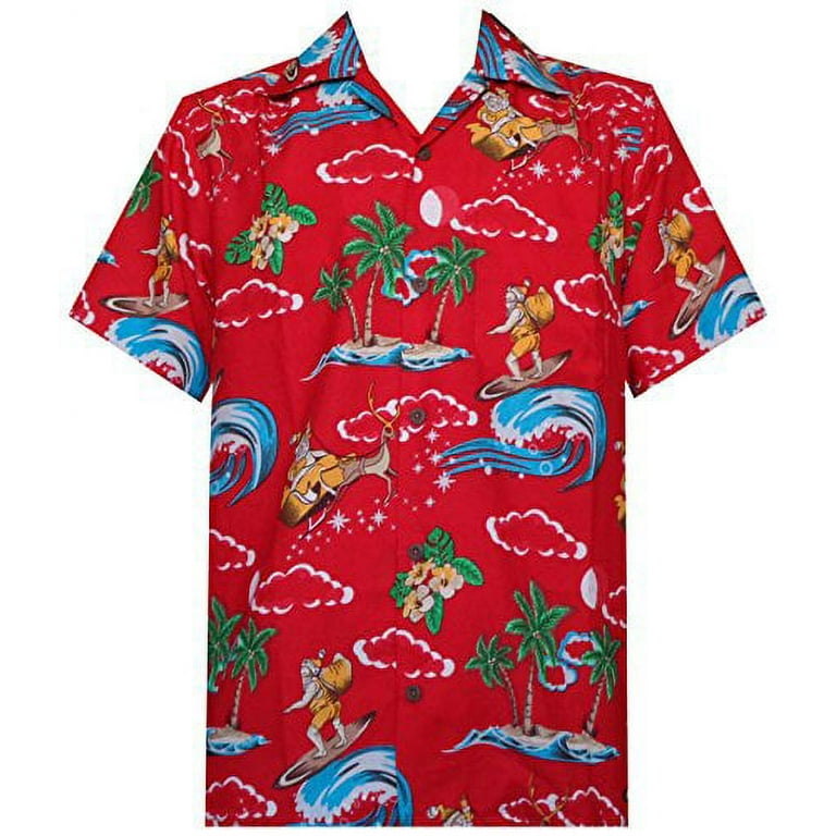 Hawaiian Shirt 41 Mens Christmas Santa Claus Party Aloha Holiday