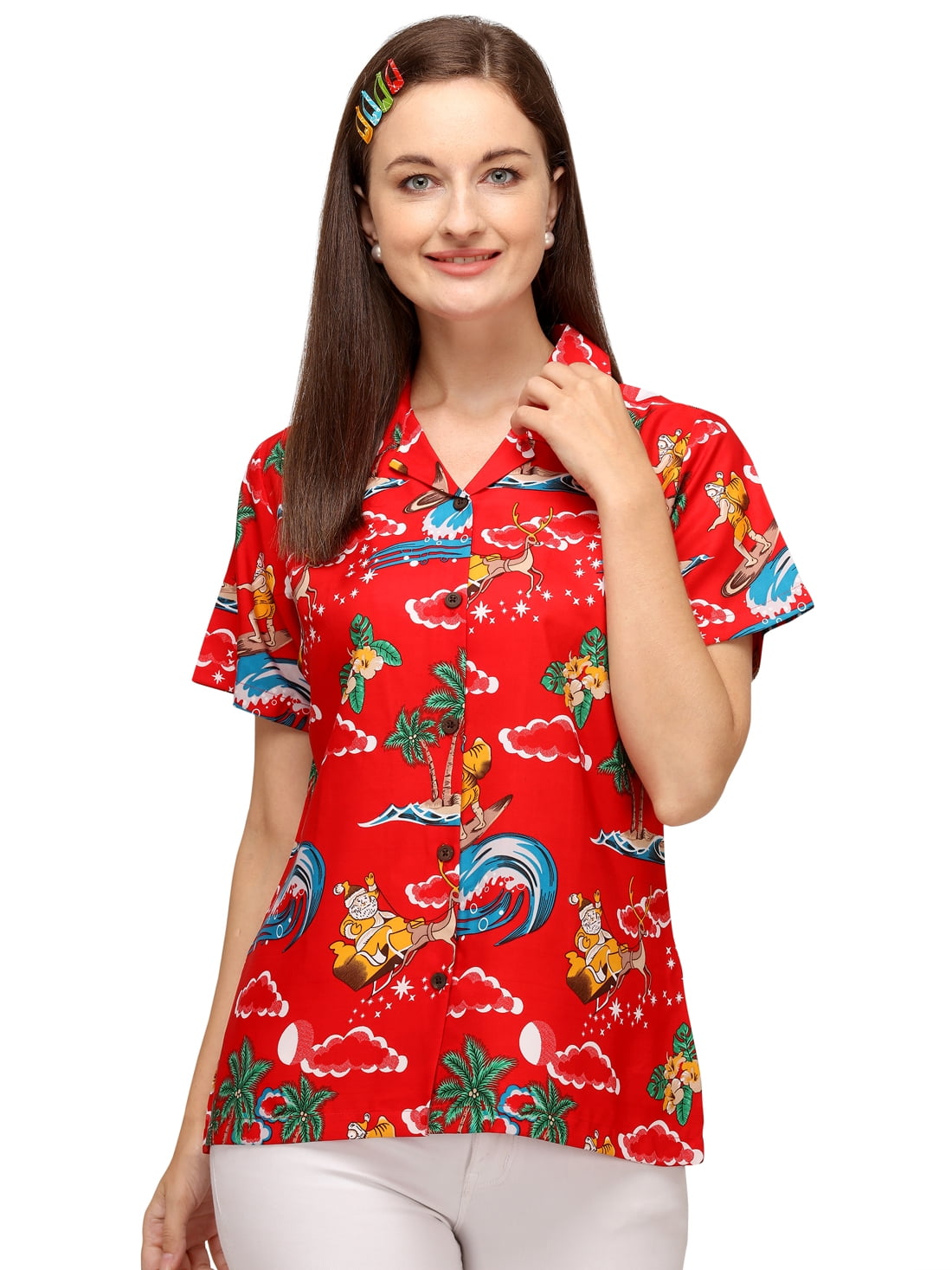 red hawaiian shirt women