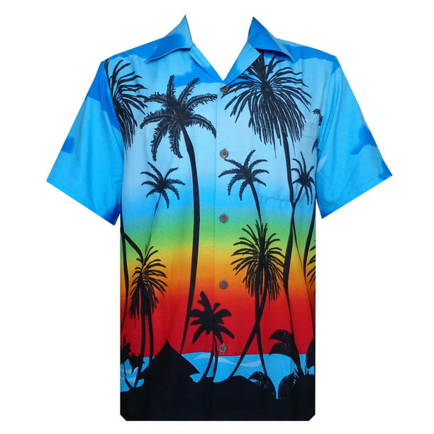 Hawaiian Shirt 42 Mens Allover Coconut Tree Beach Aloha Party Light ...