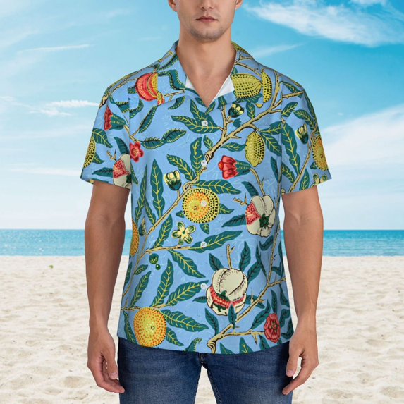 Hawaiian Shirt Beach Fruit Print Blouses Yellow Lemon Elegant Casual Shirts Man Short-Slee