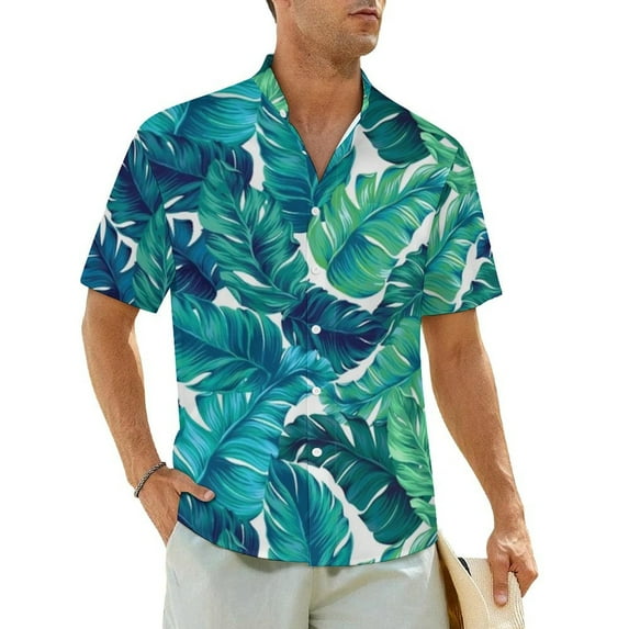 Hawaiian Shirt Beach Palm Leaves Blouses Ombre Tropical Leaf Elegant Casual Shirts Male Sh