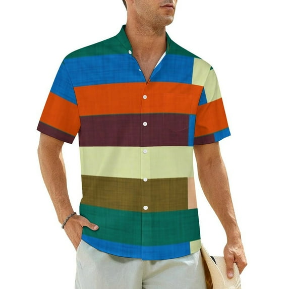Hawaiian Shirt Beach Retro Mod Geometry Blouses Geometric Modern Art Trendy Casual Shirts