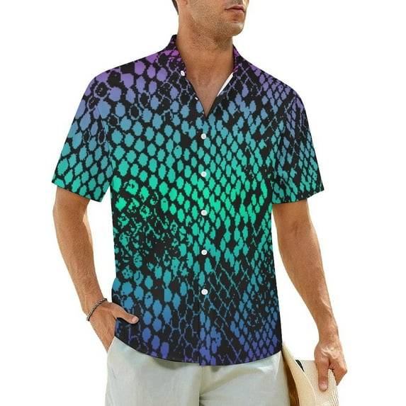 Hawaiian Shirt Beach Snakeskin Blouses Greys and Silvers Classic Casual Shirts Male Short