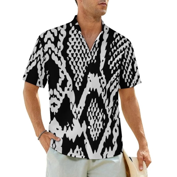 Hawaiian Shirt Beach Snakeskin Blouses Greys and Silvers Classic Casual Shirts Male Short