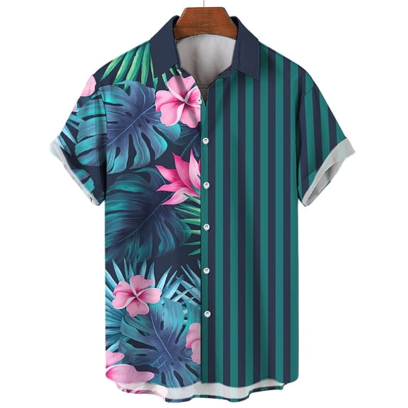 Hawaiian Shirt Cashew Flower 3D-Printed Abstract Simple Casual Short Sleeve Shirt Loose Summer Shirt For Men And Women
