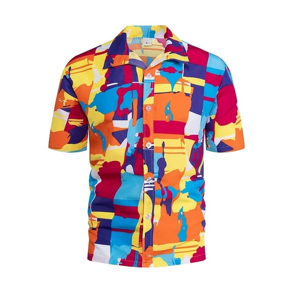 Hawaiian Shirt Cashew Flower 3D-Printed Abstract Simple Casual Short Sleeve Shirt Loose Summer Shirt For Men And Women