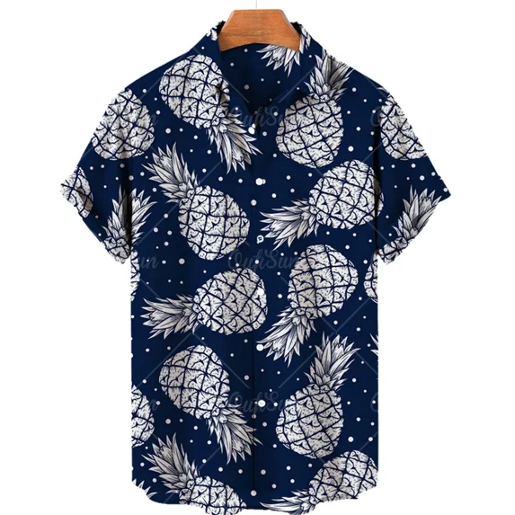 Hawaiian Shirt For Man Fruit 3d Print Short Sleeves Pineapple Watermelon Pattern Tops Casual Fashion Summer Loose Shirts