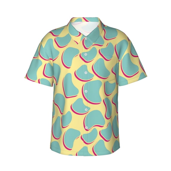 Hawaiian Shirt For Men, Abstract Bright Pattern Mens Button Down Short Sleeve Shirt, Summer Beach Shirts For Men