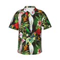 thumbnail image 1 of Hawaiian Shirt For Men, Artsy Cute Parrot Palm Leaves Mens Button Down Short Sleeve Shirt, Summer Beach Shirts For Men, 1 of 2