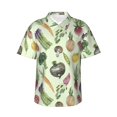 thumbnail image 1 of Hawaiian Shirt For Men, Asparagus Print Vegetable Mens Button Down Short Sleeve Shirt, Summer Beach Shirts For Men, 1 of 2