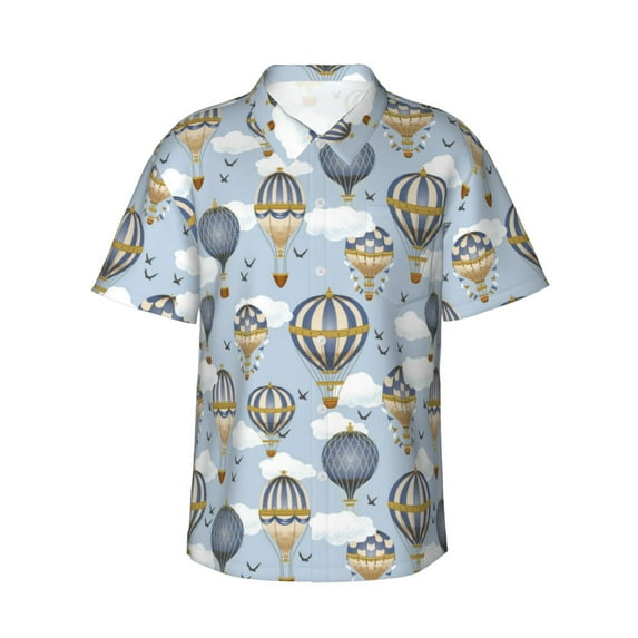 Hawaiian Shirt For Men, Balloon Vintage Mens Button Down Short Sleeve Shirt, Summer Beach Shirts For Men