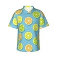 thumbnail image 1 of Hawaiian Shirt For Men, Blue Lemon Cartoon Mens Button Down Short Sleeve Shirt, Summer Beach Shirts For Men, 1 of 2