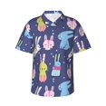 thumbnail image 1 of Hawaiian Shirt For Men, Bohemiancute Patterned Rabbit Mens Button Down Short Sleeve Shirt, Summer Beach Shirts For Men, 1 of 2